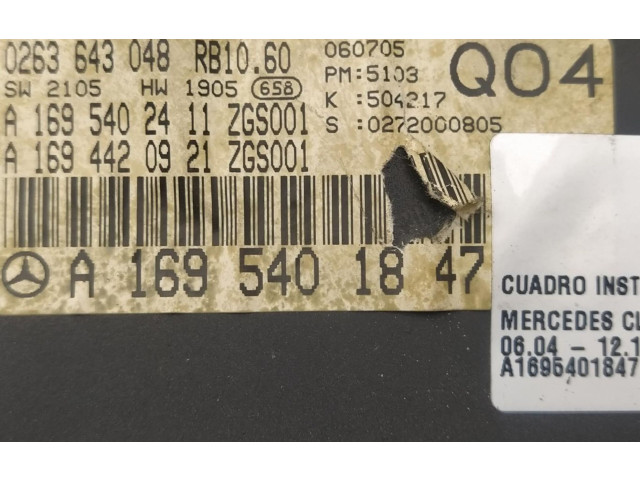 Přístrojová deska  Mercedes-Benz A W169 2005 A1695401847  