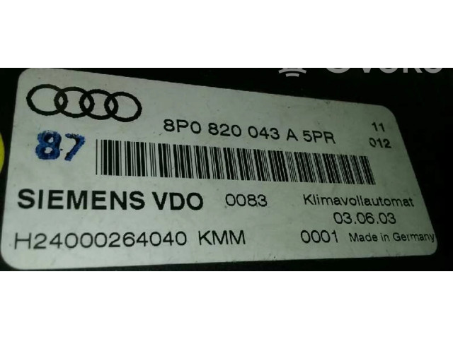 Блок управления климат-контролем 8P0820043A   Audi A3 S3 8P