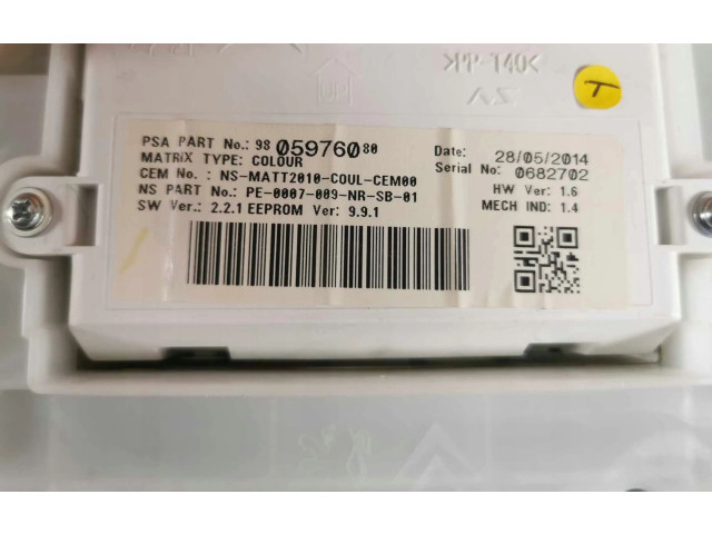 Přístrojová deska  Peugeot 2008 I 2013 9805976080  