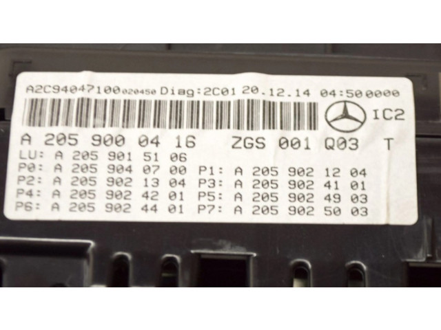 Přístrojová deska  Mercedes-Benz C W205 2015 A2059021304, A2059024401  