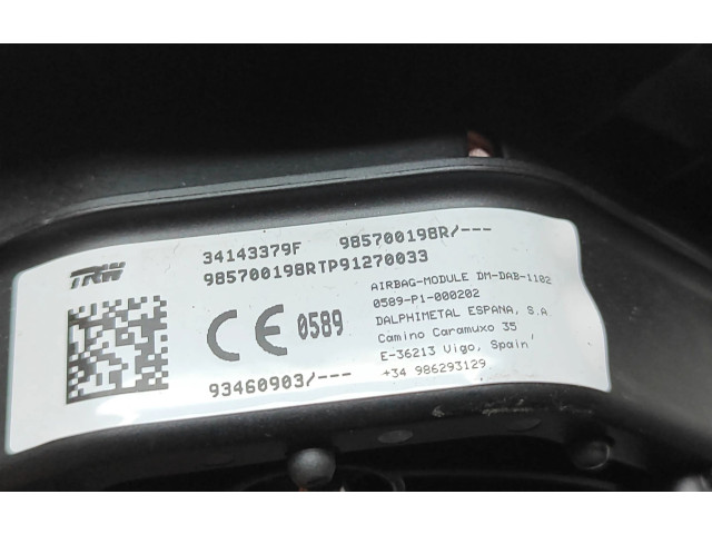 Подушка безопасности водителя 985700198R, 34143379F   Renault Trafic III (X82)