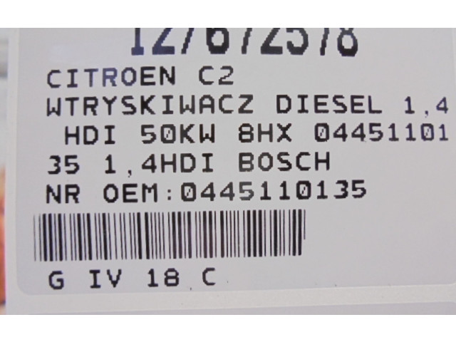 Vstřikovač 0445110135, 0445110135   Alpine C2    8HX 