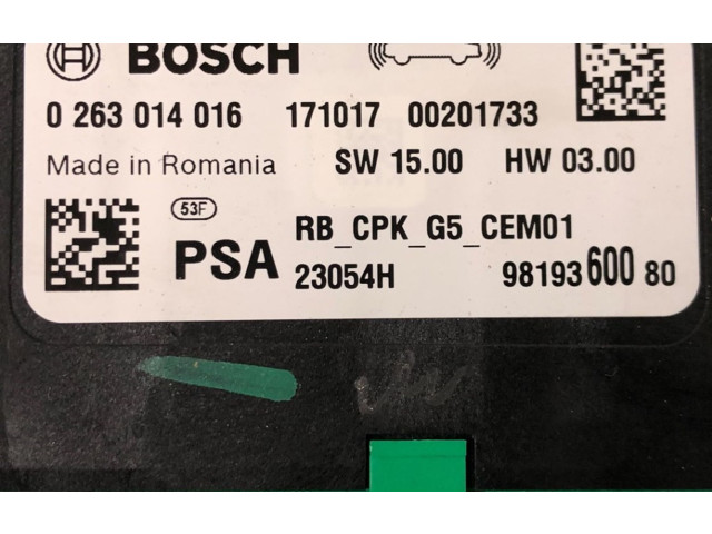 Vstřikovač 9819360080, 0263014016   Opel Grandland X    F12XHT(EB2ADTS) 