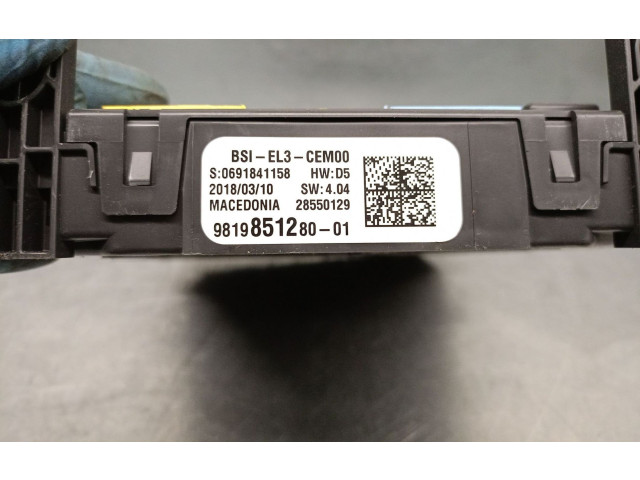 Pojistková skříňka Řídící jednotka BSM 9819851280, 0691841158   Peugeot 308 2018