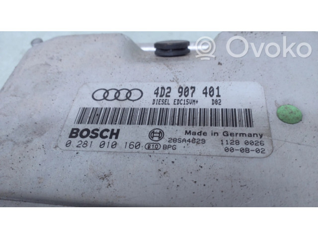 Блок управления двигателя 4D2907401, 0281010160   Audi A8 S8 D2 4D