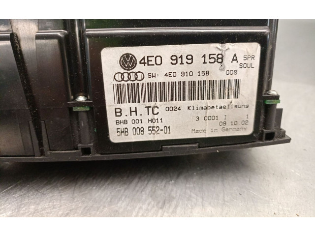 Блок управления климат-контролем 4E0919158A, 4E0919158D   Audi A8 S8 D2 4D
