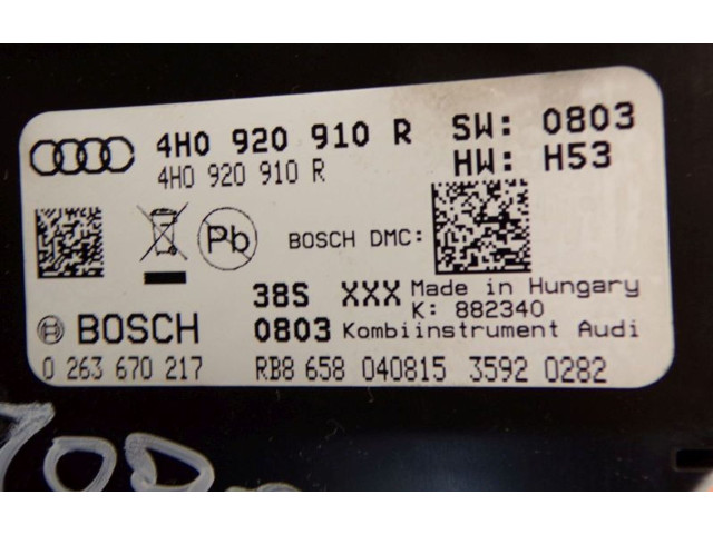 Панель приборов 4H0920910R, 4H0920910R   Audi A8 S8 D4 4H       