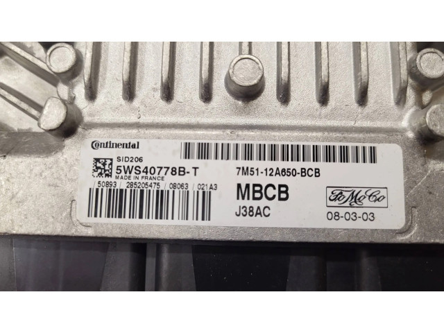 Řídící jednotka 7M5112A650BCB, 5WS40778BT   Ford Focus 2009