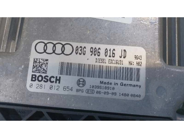 Блок управления двигателем Блок управления 03G906016JD, 0281012654   Audi A4 Allroad