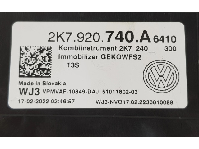 Přístrojová deska  Volkswagen Caddy 2022 2K7920740A, 2K7920740A  