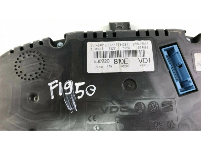 Přístrojová deska  Skoda Fabia Mk2 (5J) 2008 5J0920810E, F1950  