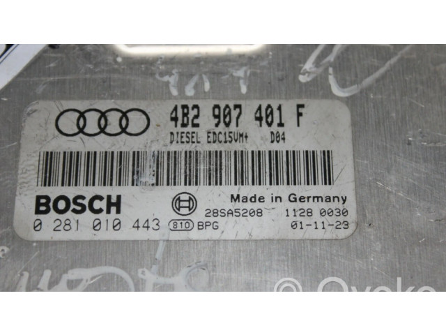 Блок управления двигателя 4B2907401F, 0281010443   Audi A6 S6 C5 4B