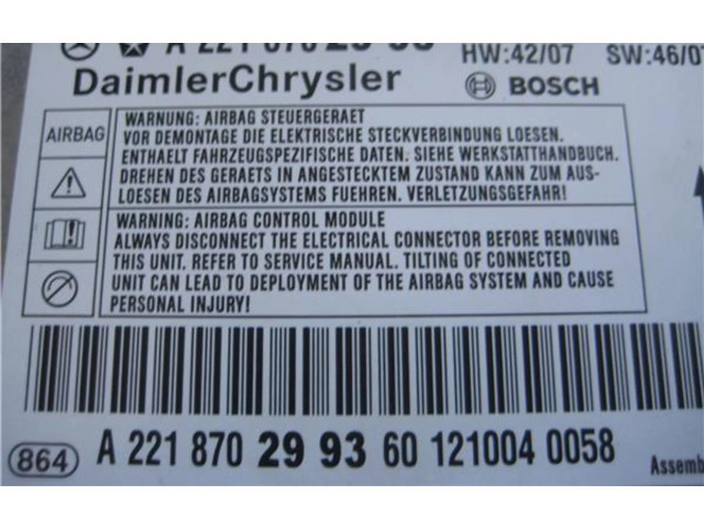 Блок подушек безопасности A2218702993   Mercedes-Benz S W221