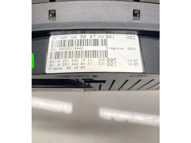 Přístrojová deska  Mercedes-Benz R W251 2007 A2515409847, A2C53118442  