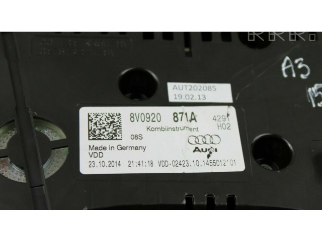 Панель приборов 8V0920871A   Audi A3 S3 8V       