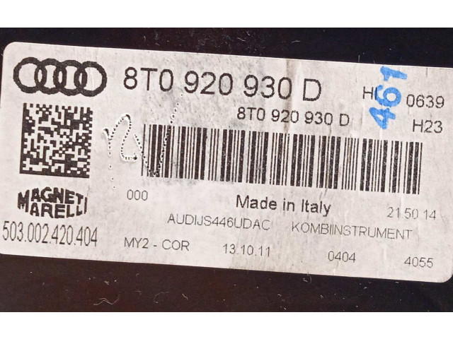 Спидометр (приборный щиток) 8T0920930D   Audi A5 Sportback 8TA 2011
