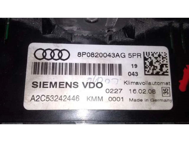 Блок управления климат-контролем 8P0820043AG   Audi A3 S3 8L