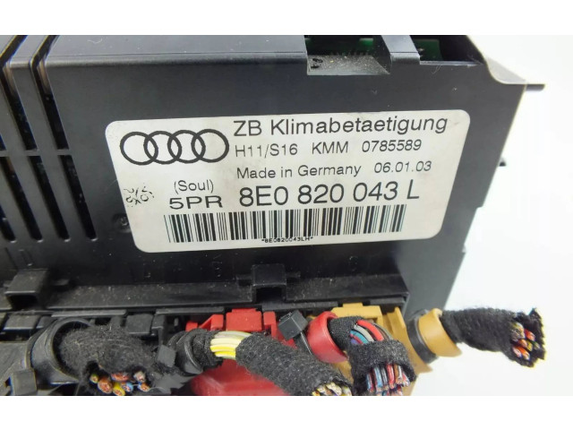 Блок управления климат-контролем 8E0820043L   Audi A4 S4 B6 8E 8H