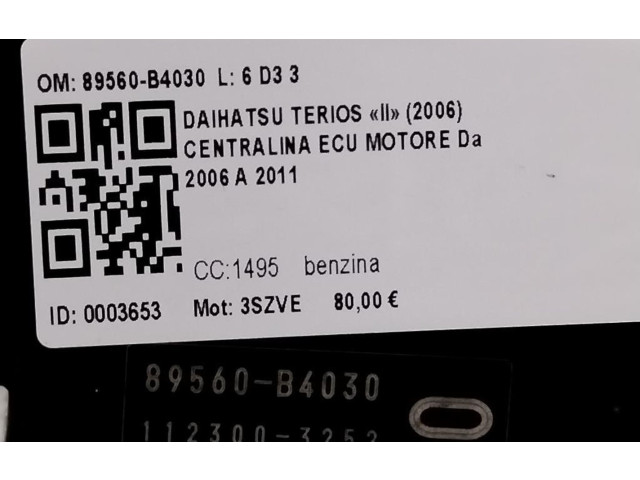 Řídící jednotka 89560-B4030, 3SZVE   Daihatsu Terios 2006