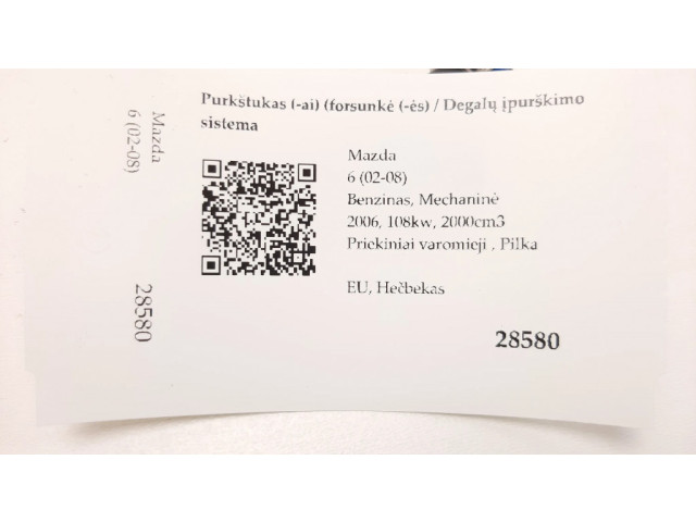 Vstřikovač 0280158103, 4221105124802   Mazda 6  pro benzínový motor 2.0  