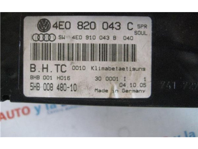 Блок управления климат-контролем 4e0820043c   Audi A8 S8 D3 4E