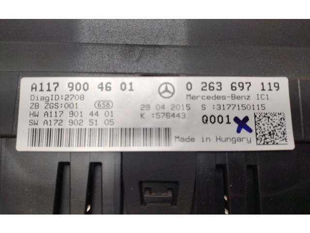 Панель приборов A1179004601, 0263697119   Mercedes-Benz CLA C117 X117 W117       