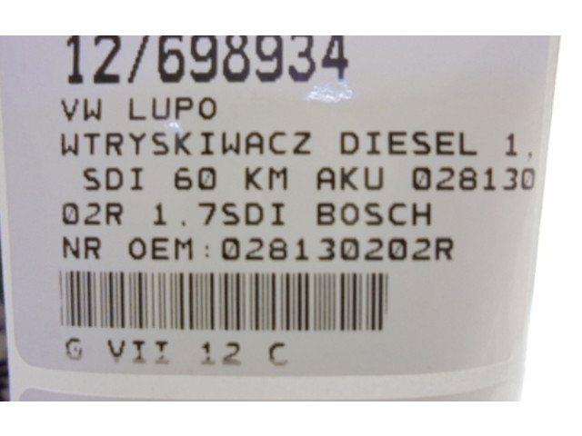 Vstřikovač 028130202R, 028130202R   Volkswagen Lupo     