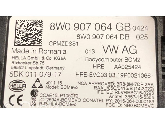Блок комфорта 8W0907064GB, 8W0907064DB   Audi A4 S4 B9 8W   