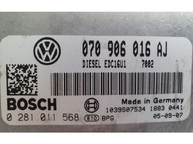 Блок управления двигателя 070906016AJ, 0281011568   Volkswagen Transporter - Caravelle T5
