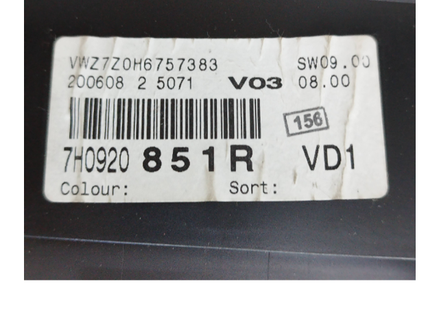 Přístrojová deska  Volkswagen Transporter - Caravelle T5 2008 7H0920851R  