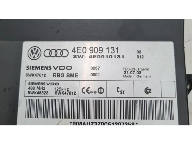 Блок управления 4E0909131, 4E0910131   Audi A8 S8 D3 4E