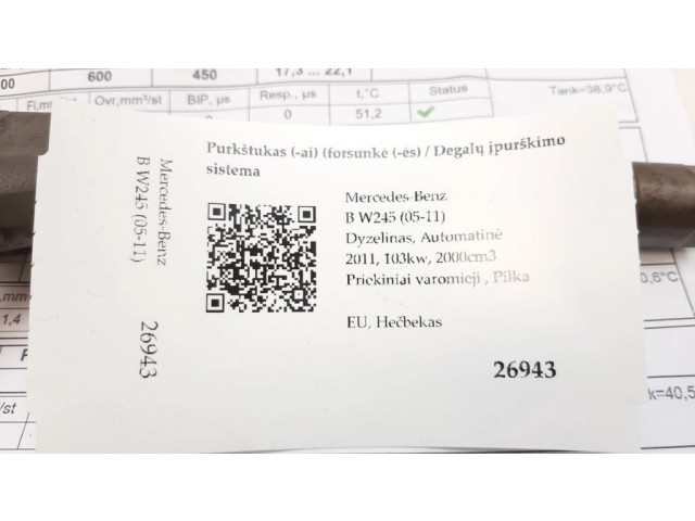 Vstřikovač A6400701287, 0445110378   Mercedes-Benz B W245  pro naftový motor 2.0  