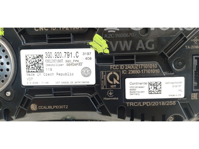 Přístrojová deska  Volkswagen Arteon 2018 3G0920791C, 3G0920791C  