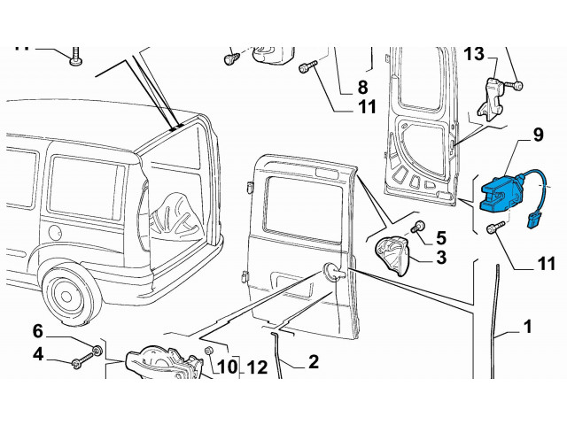 Замок багажника 51757820, 46773113    Fiat Doblo 2000-2009 года