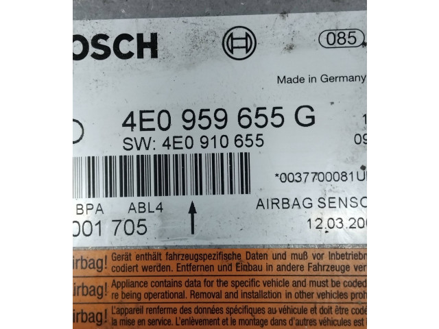 Блок подушек безопасности 4E0959655G, 4E0910655   Audi A8 S8 D3 4E