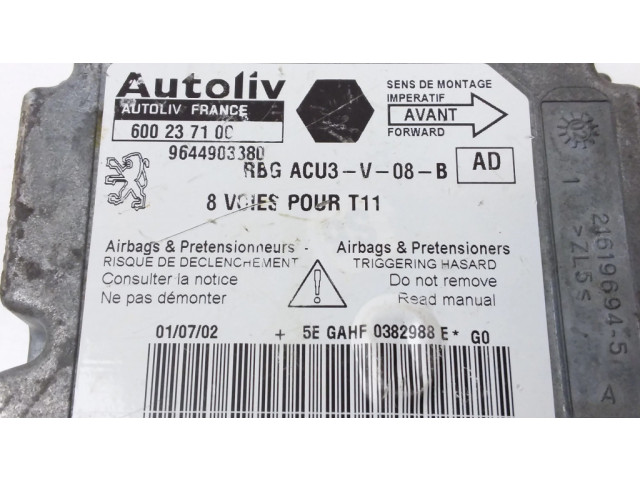 Блок подушек безопасности 600237100, 9644903380   Peugeot 406