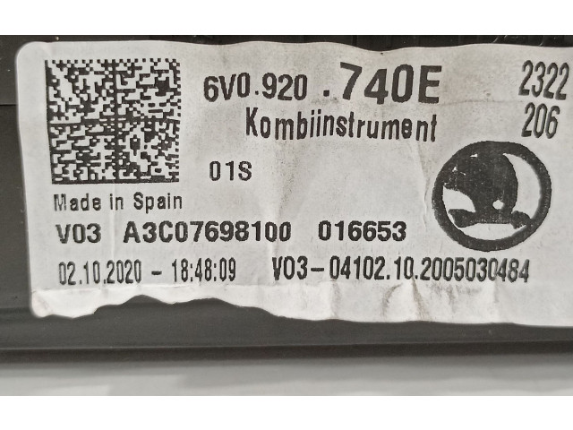 Přístrojová deska  Skoda Fabia Mk3 (NJ) 2020 6V0920740E  