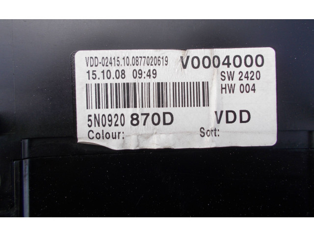 Панель приборов 5N0920870D, 5N0920870D   Volkswagen Tiguan       