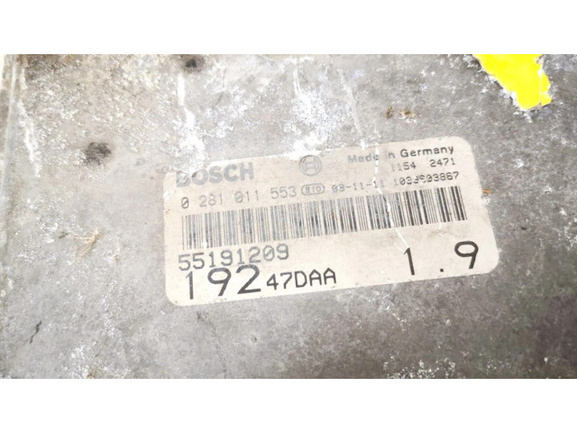Блок управления двигателя 55191209, 0281011553   Fiat Stilo