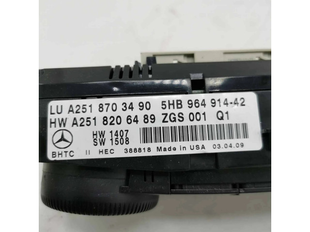 Блок управления климат-контролем A2518703490, 5HB96491442   Mercedes-Benz ML W164