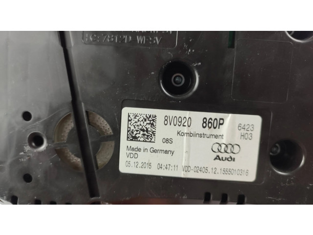 Панель приборов 8V0920860P, 1555010316   Audi A3 S3 8V       