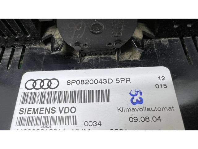 Блок управления климат-контролем 8P0820043D, 412206018011   Audi A3 S3 A3 Sportback 8P