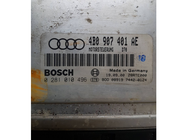 Блок управления двигателя 4B0907401AE, 0281010496   Audi A6 S6 C5 4B