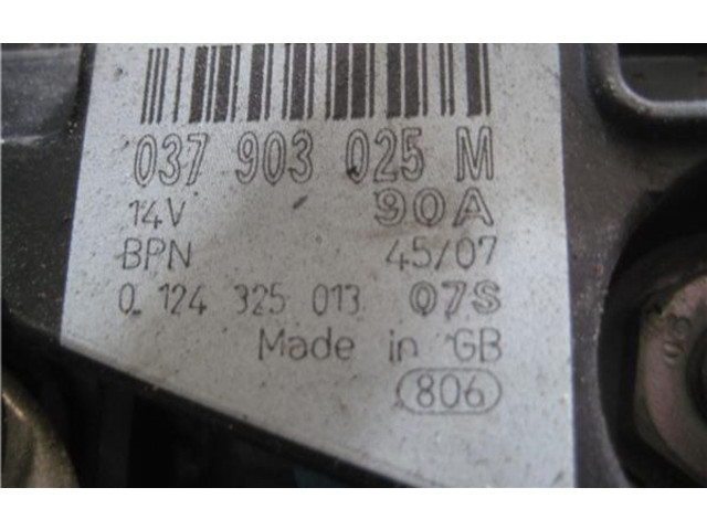 Генератор 037903025M, 0124325013   Skoda Fabia Mk2 (5J)   для двигателя BXW