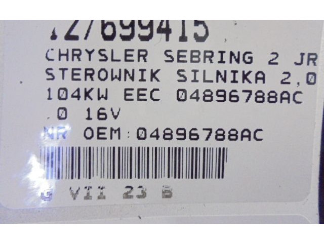 Блок управления двигателем Блок управления 04896788AC, 04896788AC   Chrysler Sebring (ST-22 - JR)