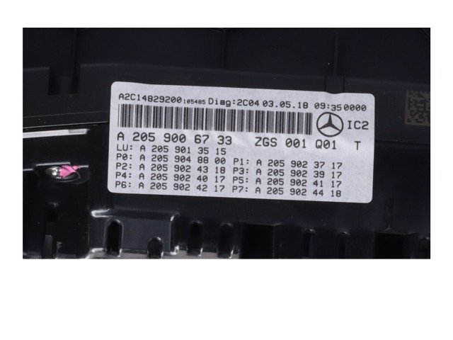 Přístrojová deska  Mercedes-Benz C W205 2018 A2059006733  