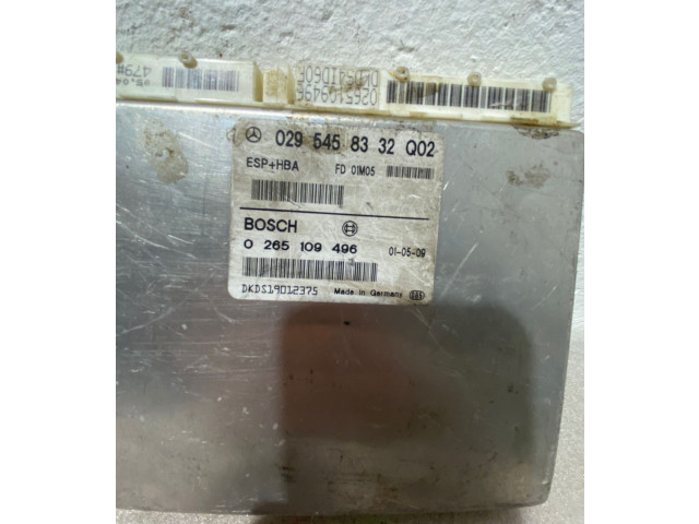 Řídící jednotka 0295458332Q02, 0265109496   Mercedes-Benz A W168 2003