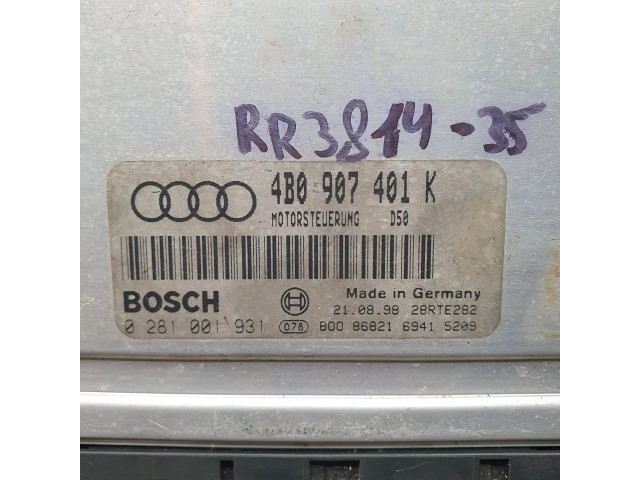 Блок управления двигателя 4B0907401K, 0281001931   Audi A6 S6 C5 4B