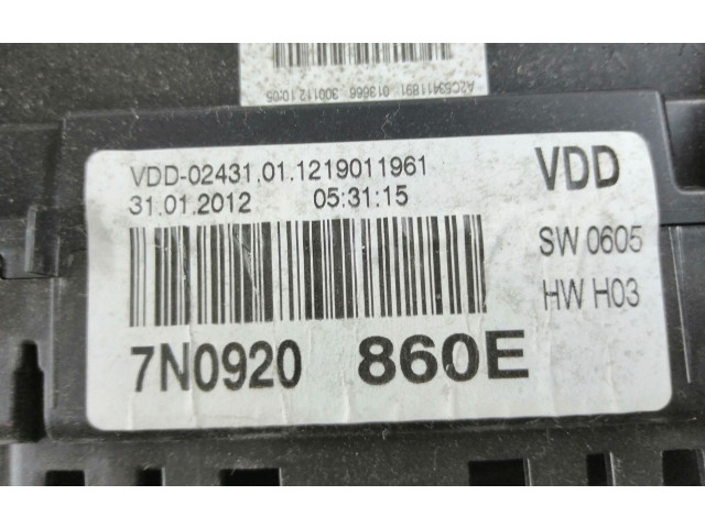 Přístrojová deska  Volkswagen Sharan 2013 7N0920860E, A2C53439020  