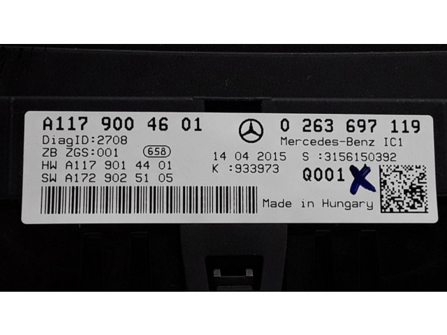 Přístrojová deska  Mercedes-Benz GLA W156 2015 A1179004601, 0263697119  